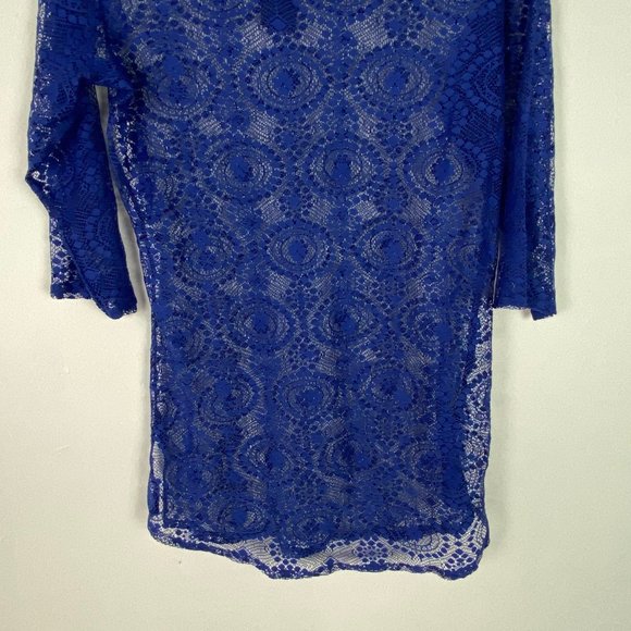 NWT Abercrombie & Fitch Royal Blue Lace 3/4 Sleeve Top Swim Cover Up Size XS NEW - Picture 9 of 9